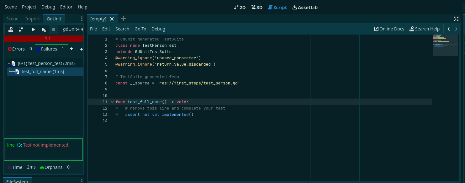 first-test-run-result